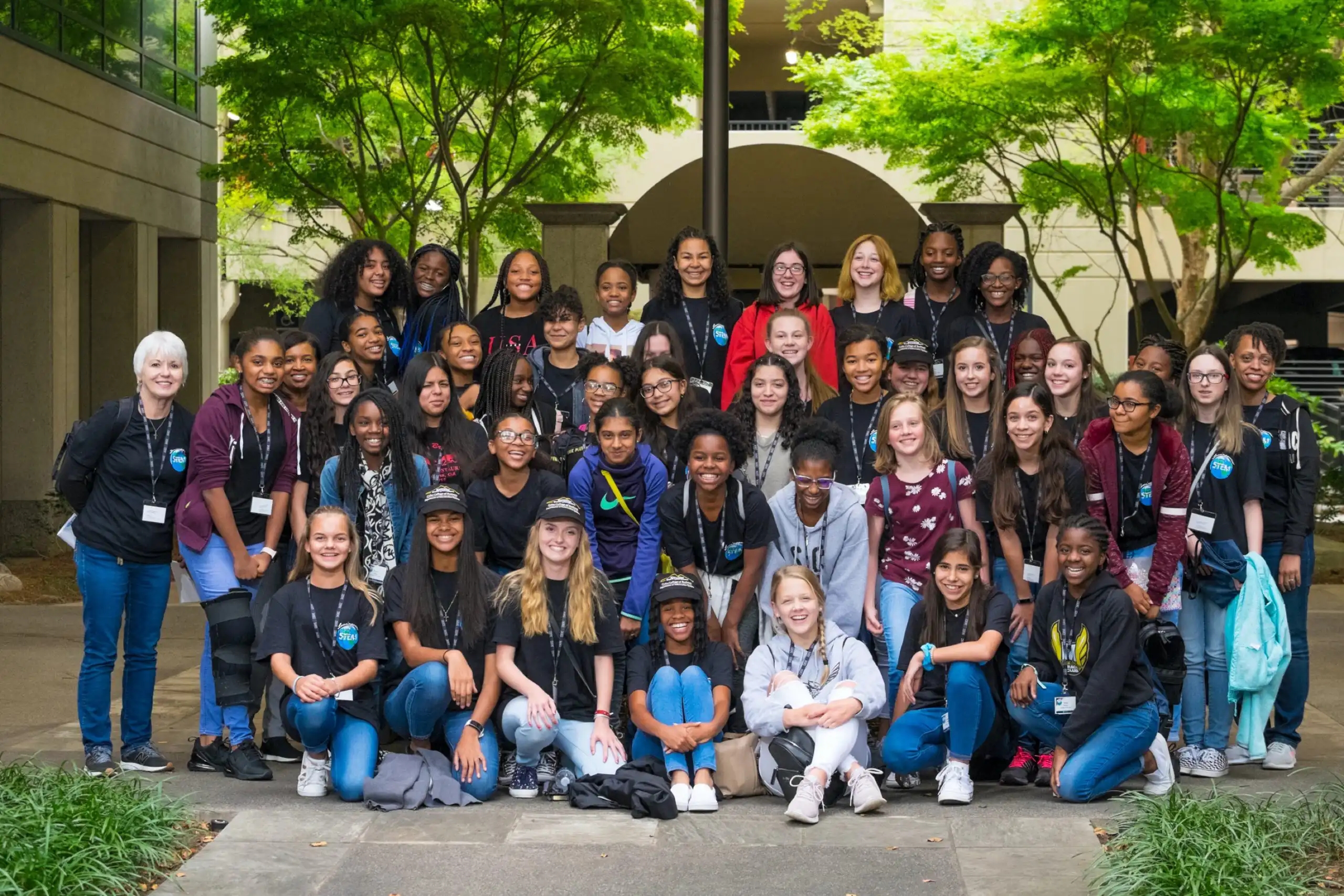 Group photo of CyberDay4Girls participants and mentors